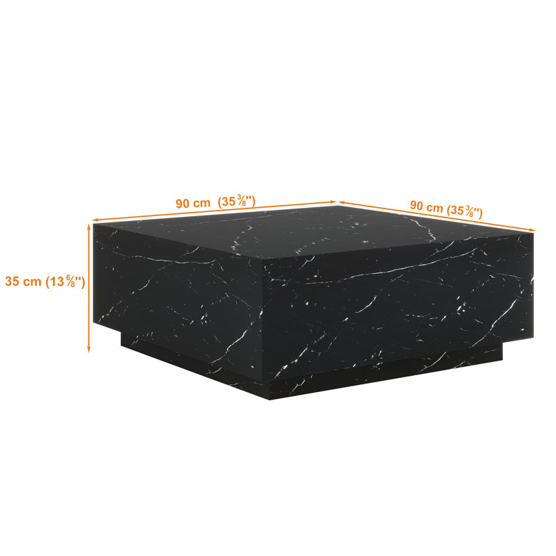 Wahidul 35'' Faux Marble Modern Block Coffee Table, Black