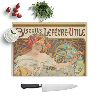 Biscuits Lefevre by Alphonse Mucha Chopping Board