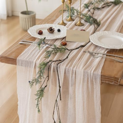Chemin de table 6 pièces 120 pouces beige clair pour décoration de fête