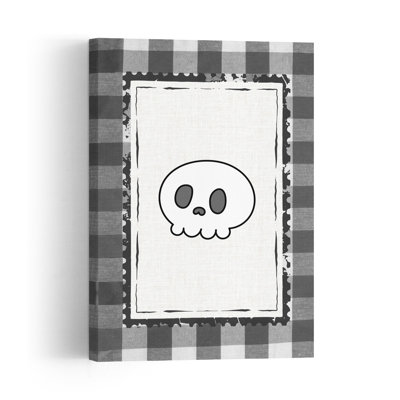 Affiche murale abstraite contemporaine mignonne représentant un crâne d'Halloween