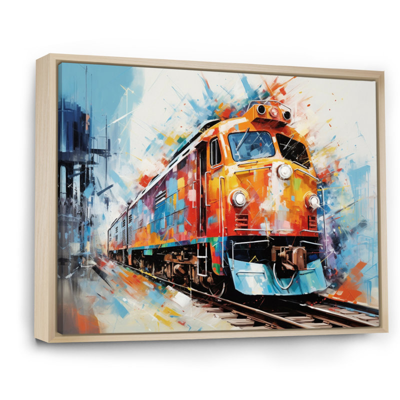 «Abstract Train Vibrant Rails», reproduction sur toile, H 16 po x l 32 po x P 1 po, Cadre naturel flottant