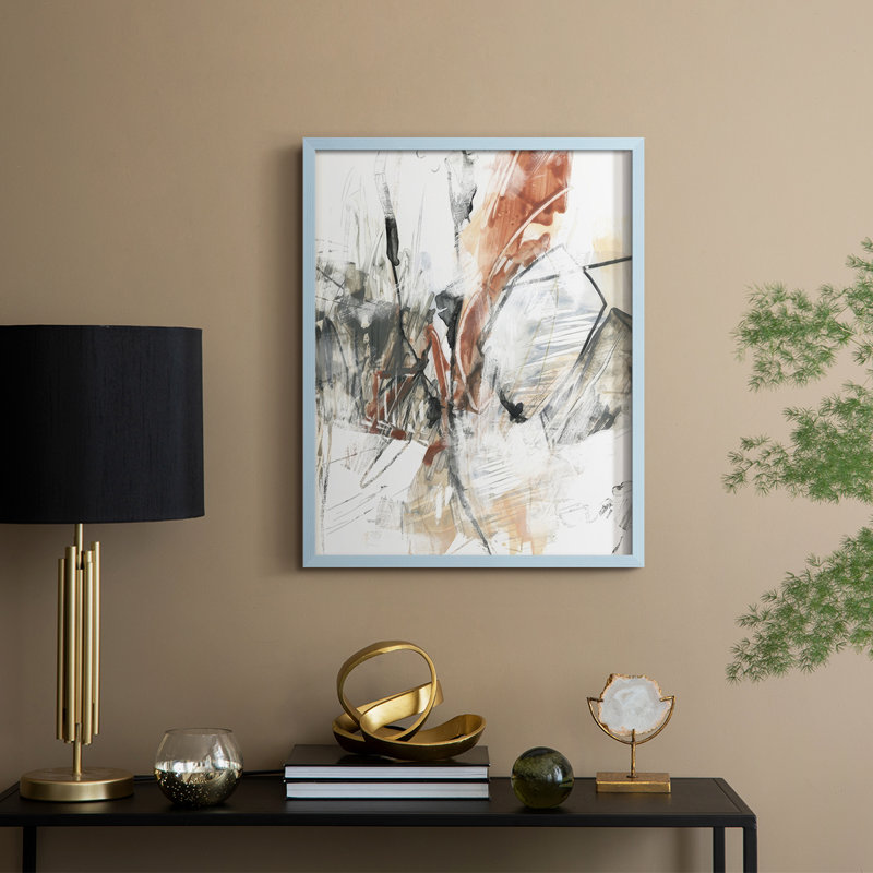 Oxide Manuscript I Framed Print - Solid Wood, H 15 po x l 12 po, Bleu