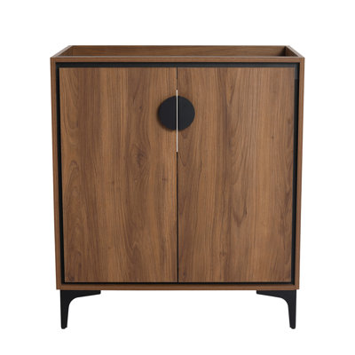 30" Bathroom Vanity With 2 Doors, Engineered Wood, Easy To Clean, Stylish, Brown, American Design Cabinet 30", Freestanding, Fade Resistance Coating,