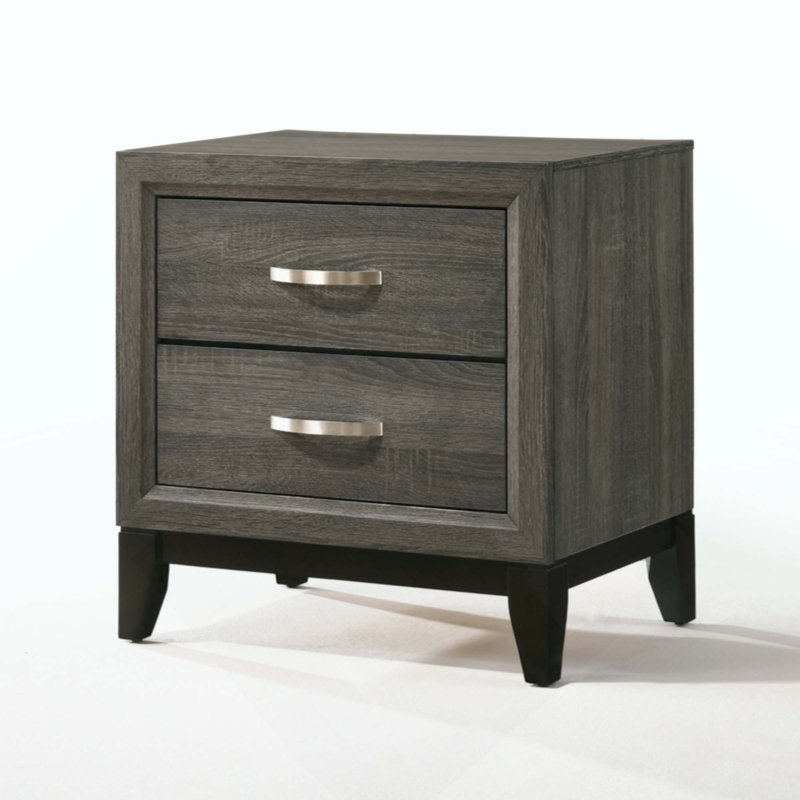 Table de chevet vieillie avec tiroirs spacieux et fabrication durable pour les chambres modernes