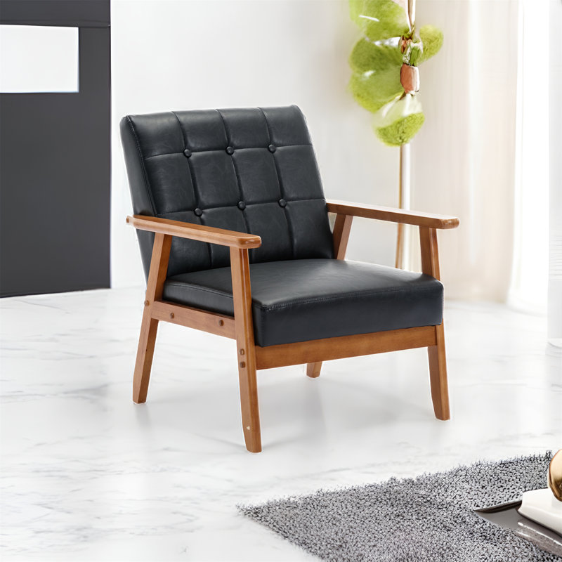 Jinayah Faux Leather Armchair, Black Faux leather