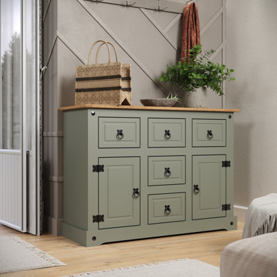 Millwood Pines Odelie Farmhouse Buffet Cabinet Sideboard with Storage Drawers and Doors, Kitchen Credenza, Dining Room Server Cupboard