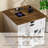 Farmhouse Nightstand Side Table with Chargers, 24” Side Table with Drawer Combination Lock and Wire Barn Door-1086739070