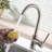 Stainless Steel Kitchen Sink Faucet - Single Handle, Brushed Nickel, Build Ceramic Cartridge