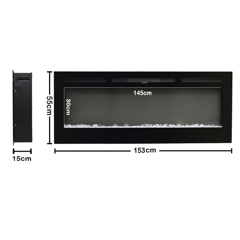 Adrianne Recessed/Wall Mounted Electric Fireplace Adjustable Flame with Remote, 54.4cm H x 152.4cm W x  14cm D