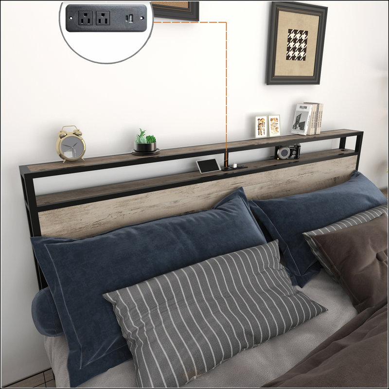 Full Bed Frame, Gray Wash, Full