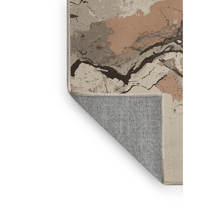 Machine Washable Penola Vintage Vintage Look Rug in Beige – Beige Binding, 5 x 7
