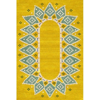 Yellow Geometric Pattern Modern Boho Style Decorative Carpet