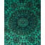 Tapis vert contemporain en laine noué à la main 8 pi 1 po x 8 pi 3 po Cairns