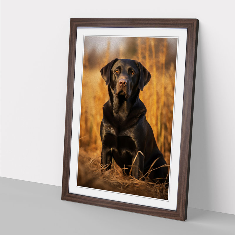 Labrador Retriever Symbolism - Single Picture Frame Print on Wood, Walnut Framed, 64cm H x 46cm W x 2cm D