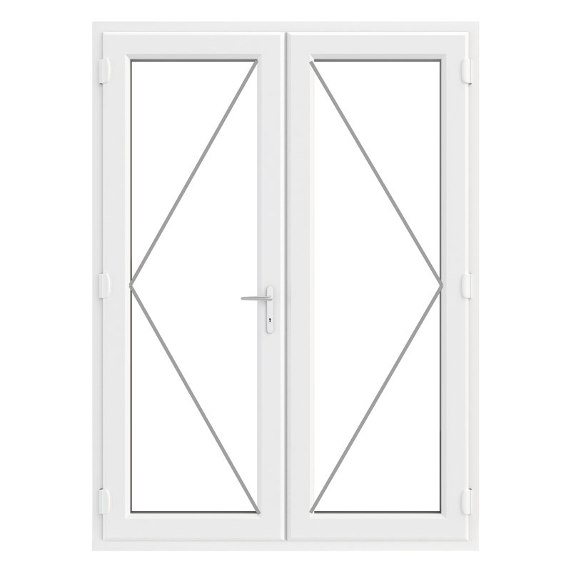 Upvc French Door, 206cm H x 159cm W x 7cm D
