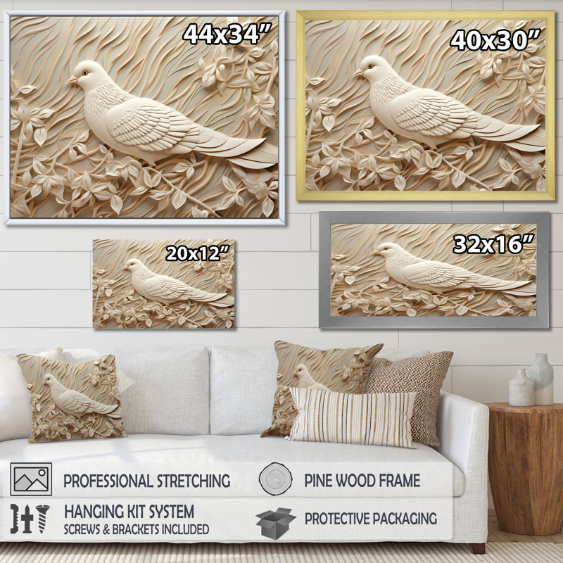 Colombe ivoire Innocence I sur toile, Toile tendue, H 16 po x l 32 po x P 1 po