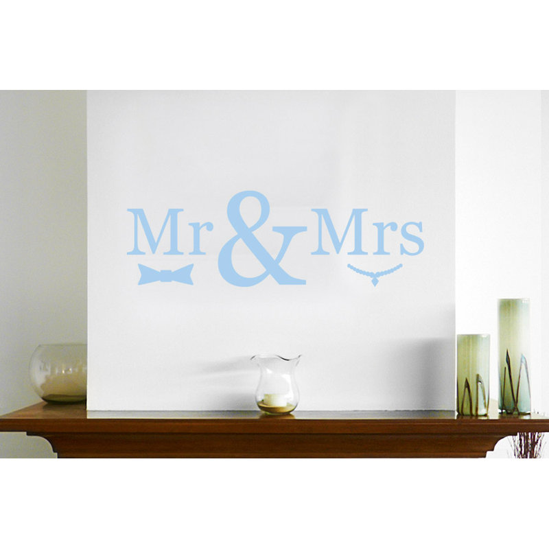 Mr Mrs Wall Sticker, Large, Light Blue