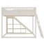 Grand lit mezzanine rembourré avec tablettes de rangement, échelle et glissade, lit peu encombrant, beige-757918785-757918786