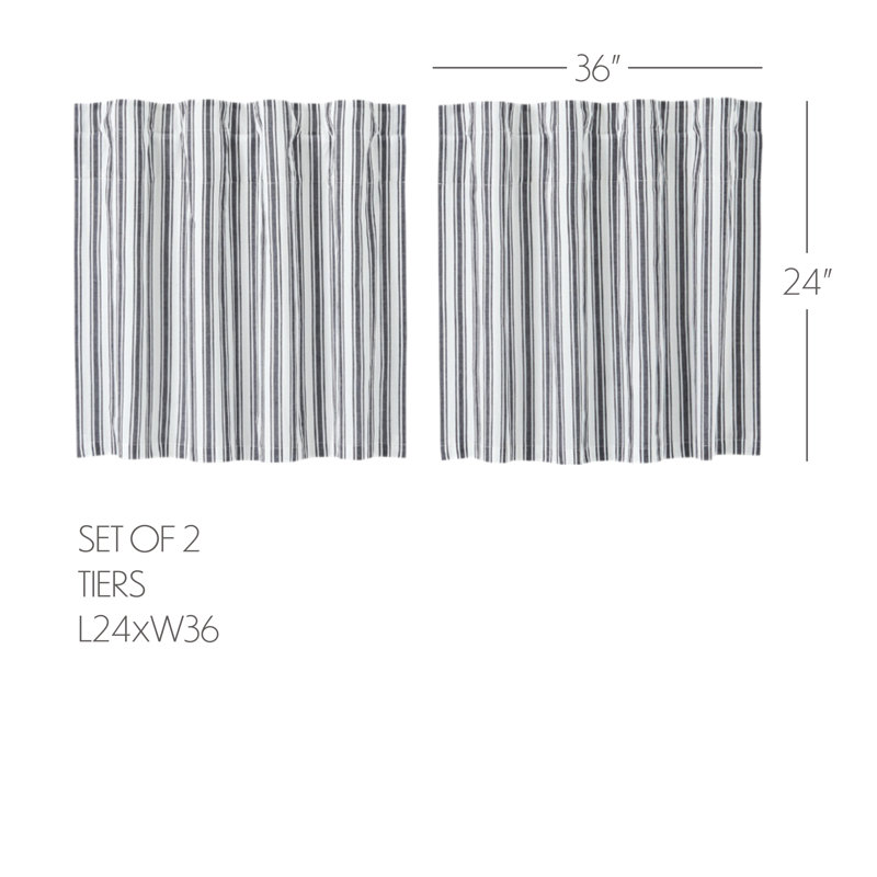 Sawyer Mill Cotton Striped Tailored Cafe Curtain, 72" W x 24" L