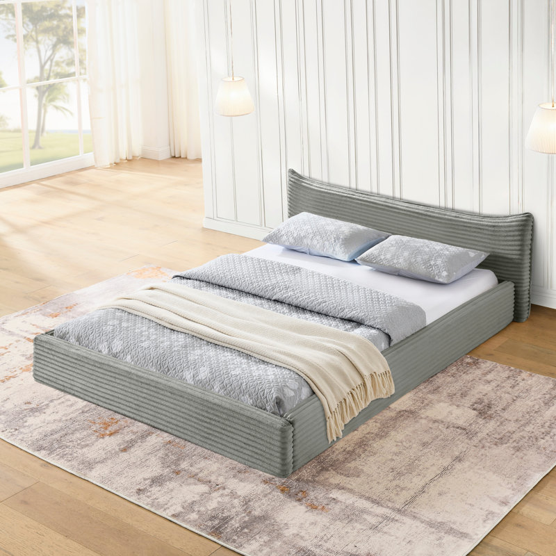 Lit plateforme tapissier, Gris foncé
