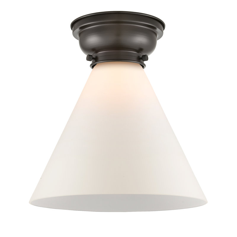 Plafonnier encastré 1 lumière 12 po Aditi Cone, Blanc mat, Ampoule non incluse, Bronze frotté à l'huile