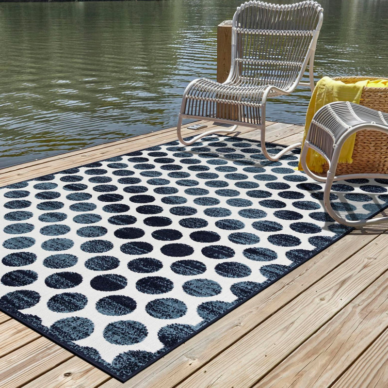 Tapis intérieur / extérieur Sabrina Soto Dots, Rectangle 10 pi x 14 pi 1 po