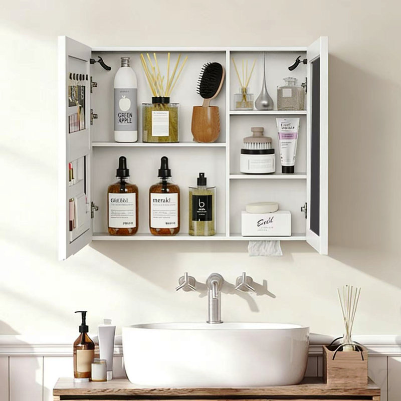 Led Bathroom Medicine Cabinet With Single-Color White Light ,Anti-Fogging ,Easy To Install Aluminum-Plastic Cabinet.(31.50*27.56 Two Door)