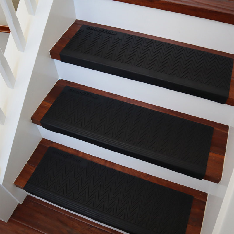 Moderna Black Rubber Stair Treads - 9.75" x 29.75" (6 Pack)