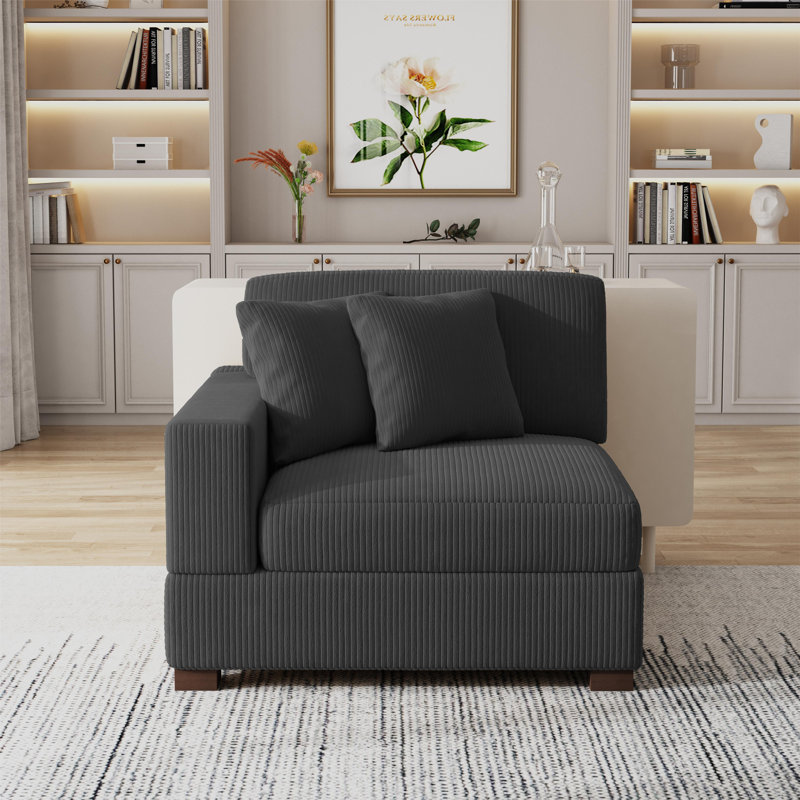 Yalisa Upholstered Armchair, Gray Corduroy