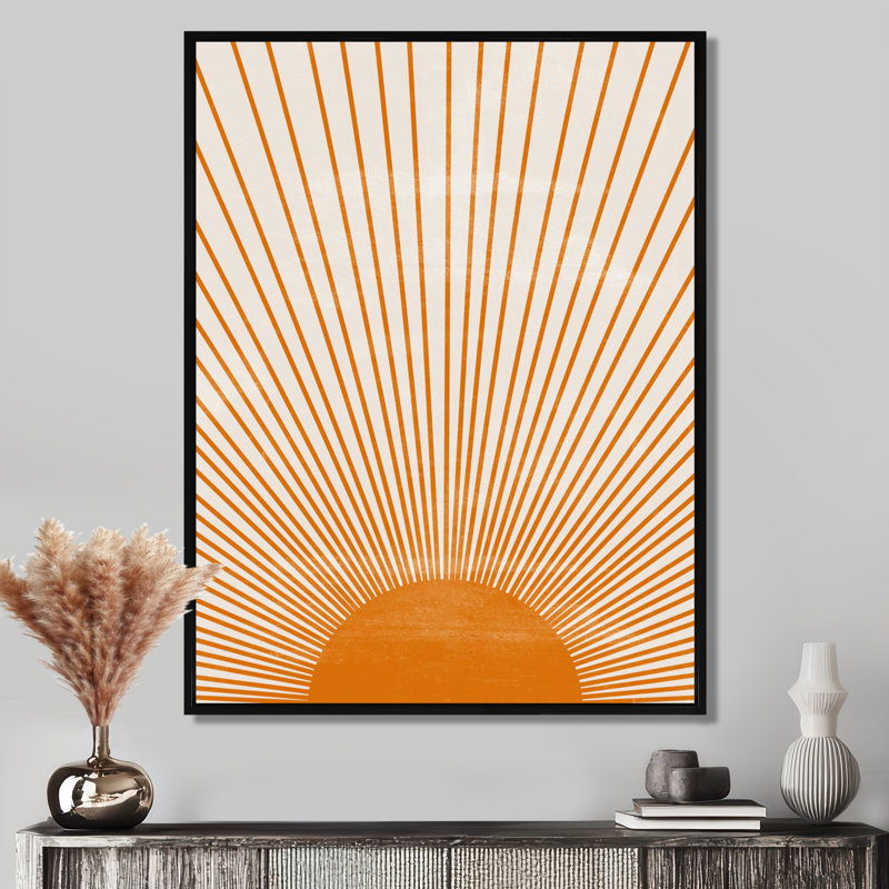 Soleil, art mural sur toile, impression graphique minimaliste orange - Orange Sun Print III, H 32 po x l 24 po, Noir