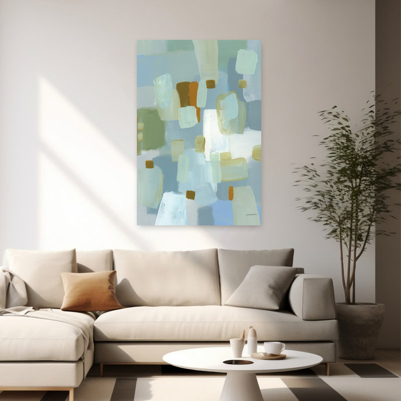 River Reflections, art contemporain abstrait, H 60 po x l 40 po