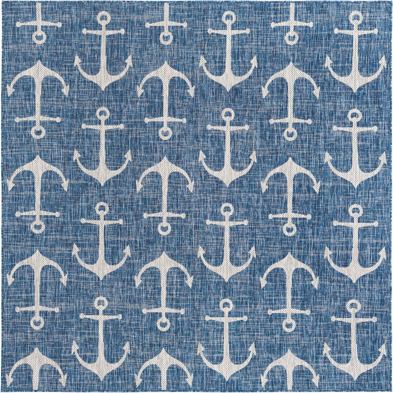 Tapis d'extérieur Ayton couleur mer, Carré 7 pi 10 po