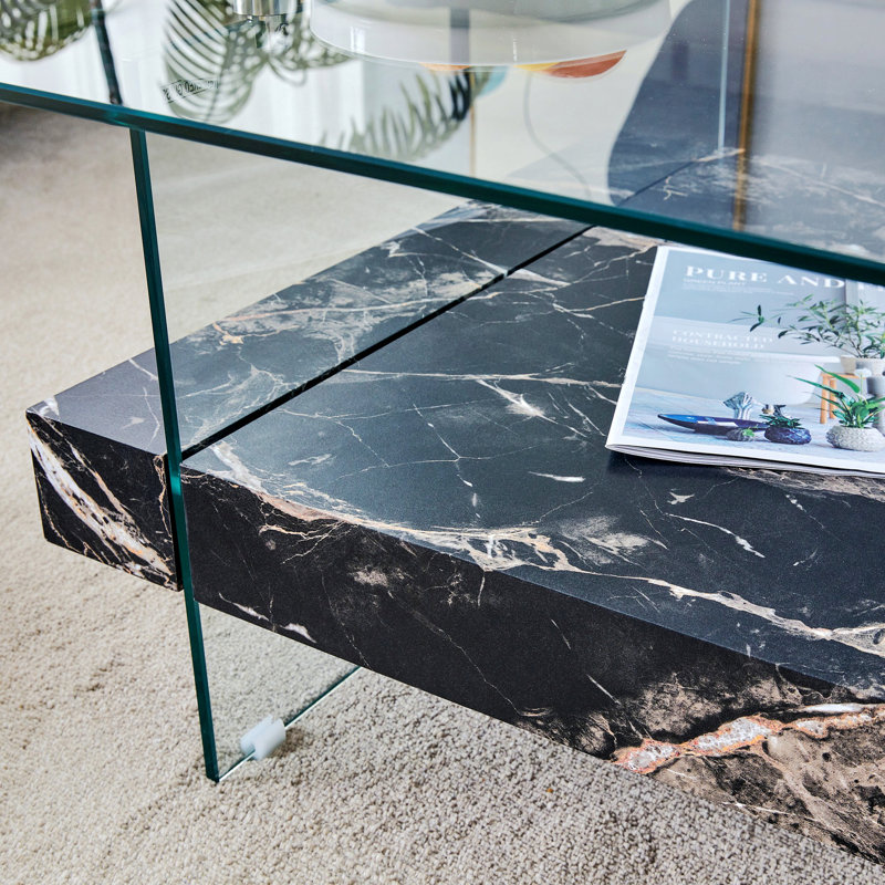 Table basse, table d'appoint avec pieds en verre trempé