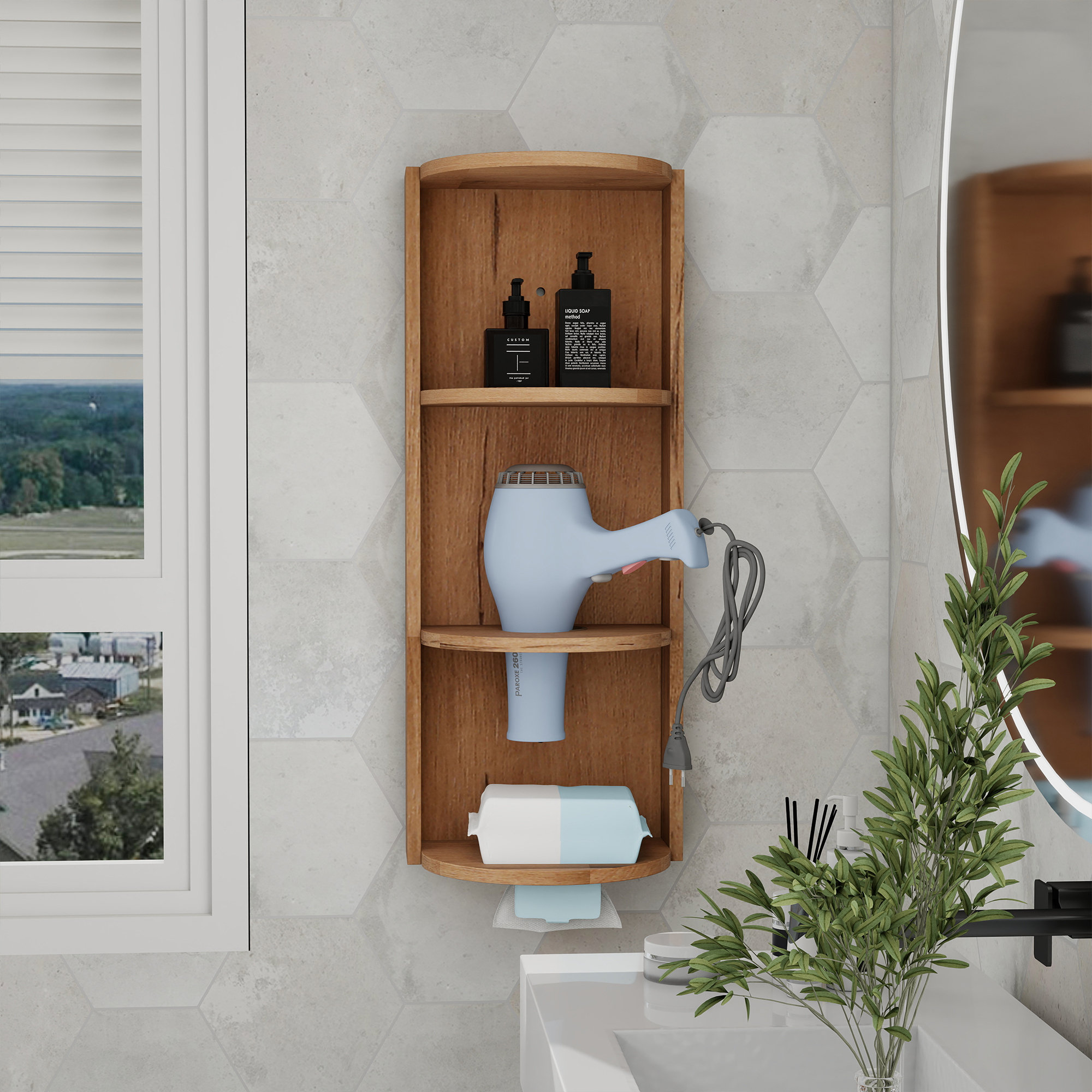 Wall Mounted Required Bathroom Shelves Millwood Pines Finish: Oak, image size:2000x2000
