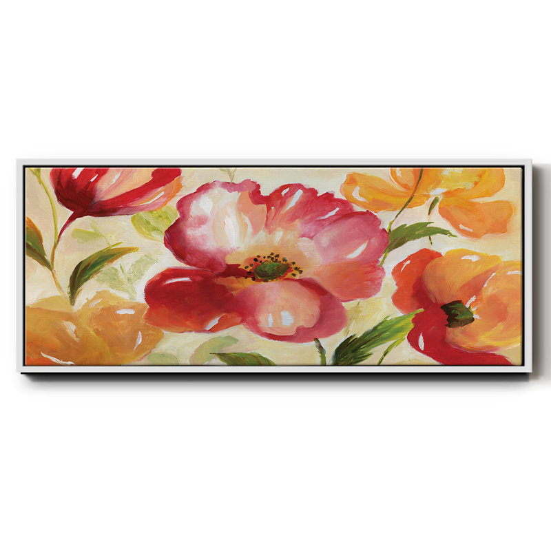 Jardin Rouge- Framed Canvas, 20" H x 50" W