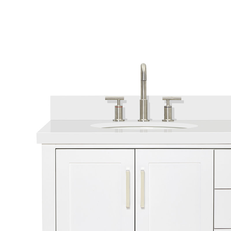 Magnolia Bath Vanity Oval Basin, White, Carrara White Marble, Rectangle 