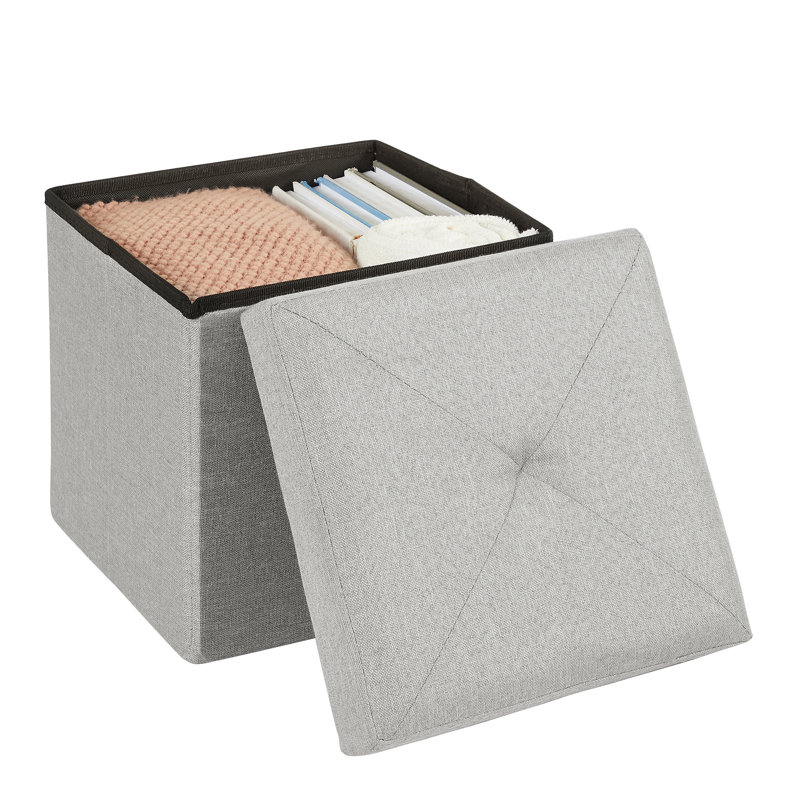 Tayah Upholstered Ottoman, Light Gray Polyester Blend