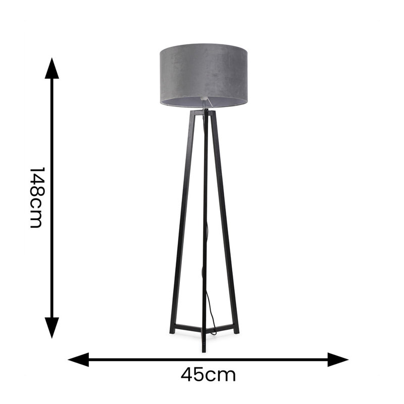 Rhavyn 148cm Traditional Floor Lamp, Matte Black, Grey