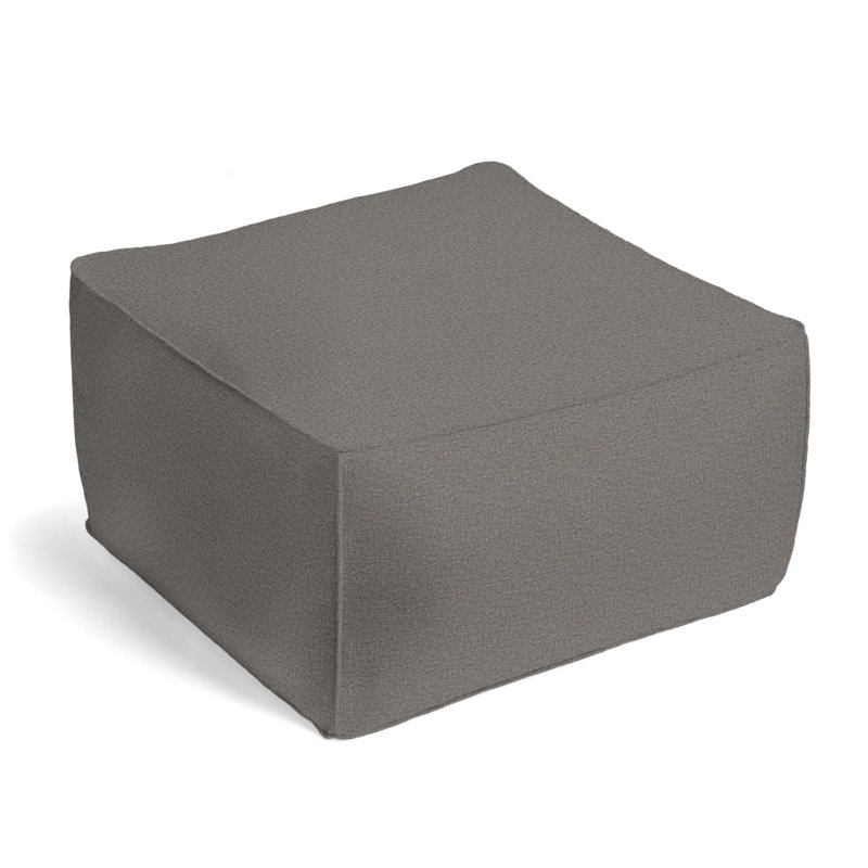 Upholstered Pouf, Fossil Linen Blend/Polyester Blend