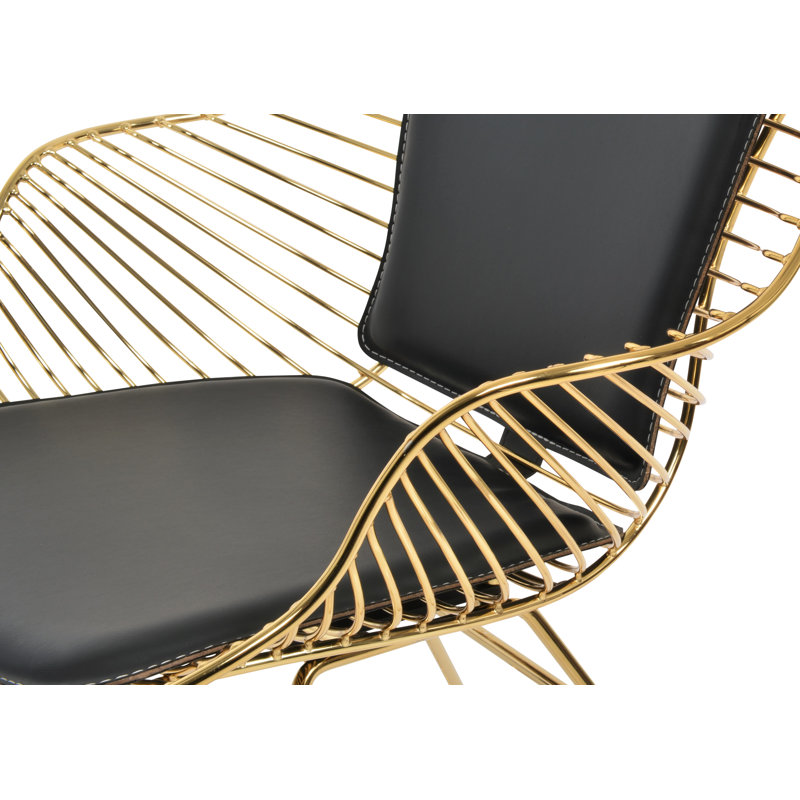 Fauteuil Zebra en or, Similicuir noir