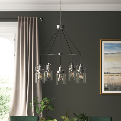 Luminaire suspendu en grappe à 5 lumières Leyden