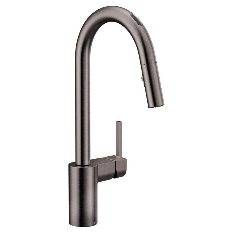 Align Smart Touchless Single Handle Kitchen Faucet with Wave and Power Clean and with Accessories, Black Stainless