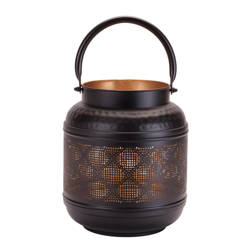 Decorative Cut-Out Metal Lantern, 9.25"H