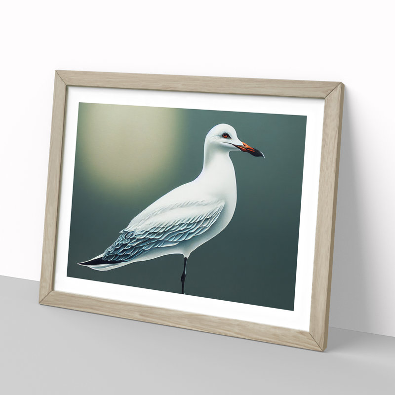 Seagull Portrait Vol.3 - Framed Print, 46cm H x 64cm W x 2cm D, Oak 