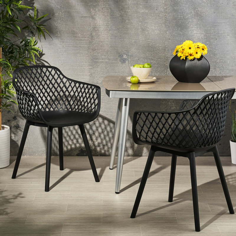 Poppy Chair For Outdoor Relaxation - Black Polypropylene, With Frame And Diamond Mesh Pattern Dining Chairs Polypropylene Feature Modern Design