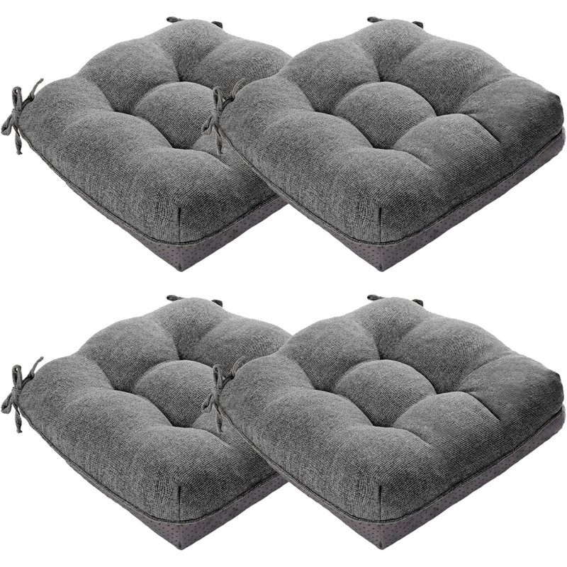 Set Of 4 Dining Chair Cushions Grey