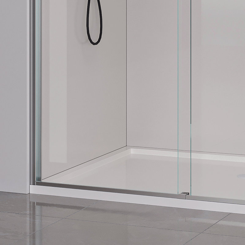 Frame Double Sliding Soft-Close Shower Doors, Bathroom Sliding Shower Door,  (6Mm) Thick Tempered Glass Door, Brushed Nickel