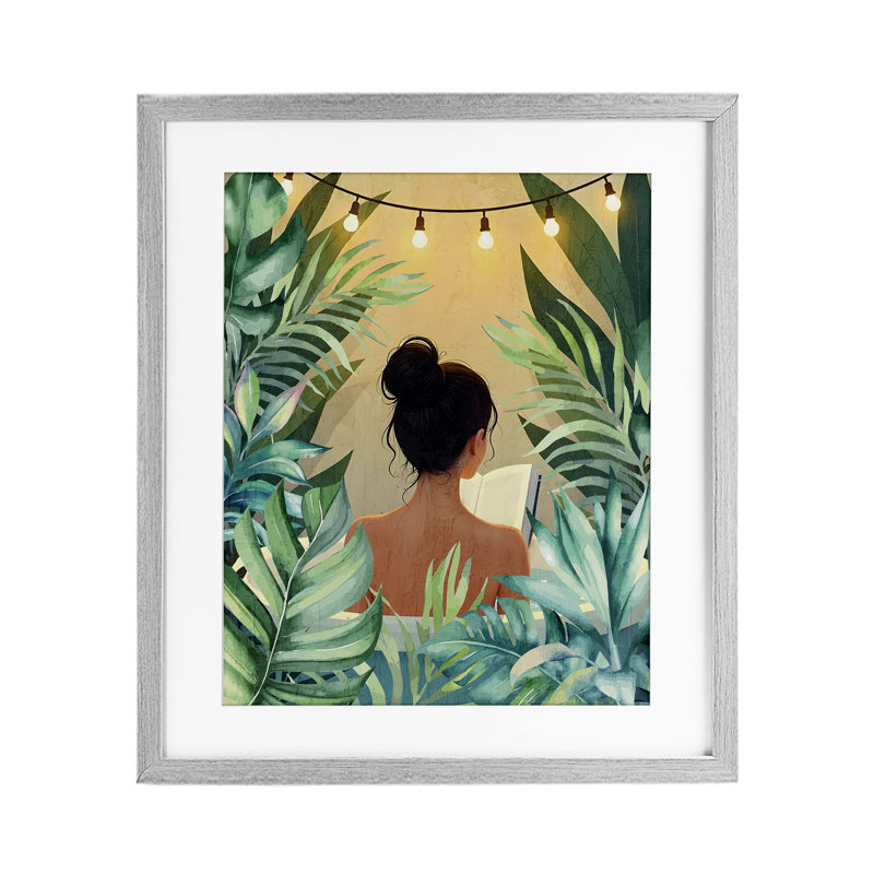 Twinkle Plant Girl, reproduction encadrée sous verre, conception de Kim Allen, Cadre de ferme gris, H 21 po x l 17 po