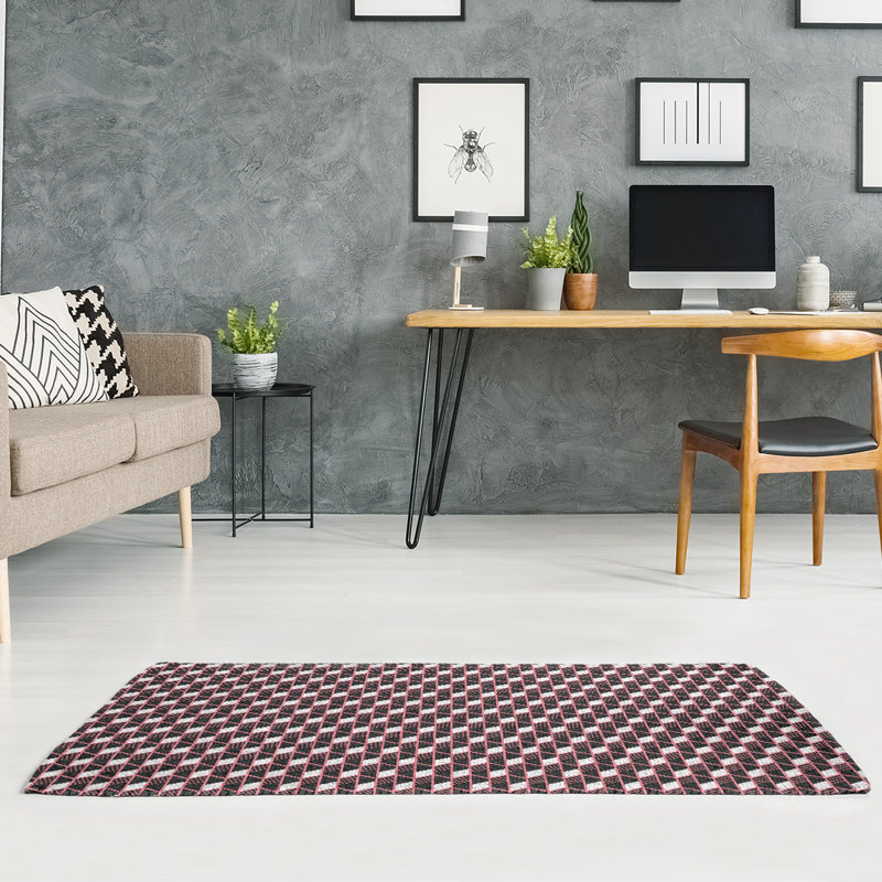 Tapis de zone rose géométrique classic, Rectangle 4 pi x 6 pi