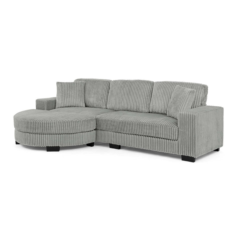 Canapé-lit modulaire rembourré en velours Corduroy, Velours côtelé gris